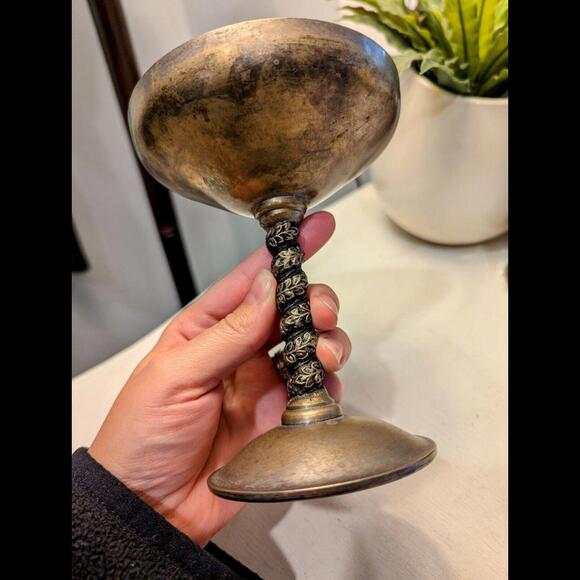 Silver Plated Champagne Goblet/ Twisted Vine/Vintage - Picture 1 of 6